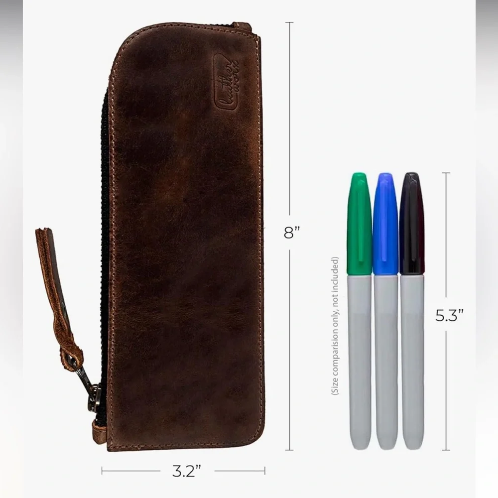 Leather Worx Full Grain Leather Pencil Pouch